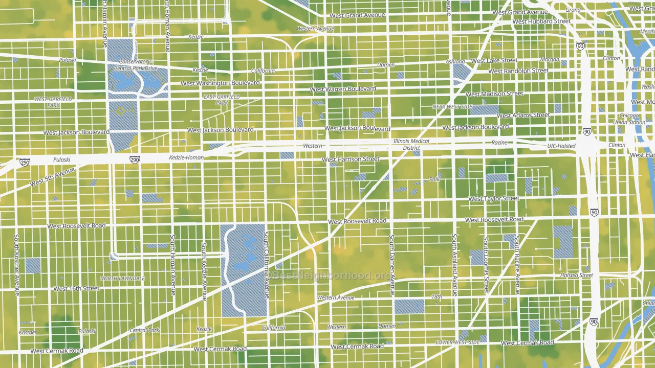 Bike Grade map of Claremont Cottages, Chicago, IL