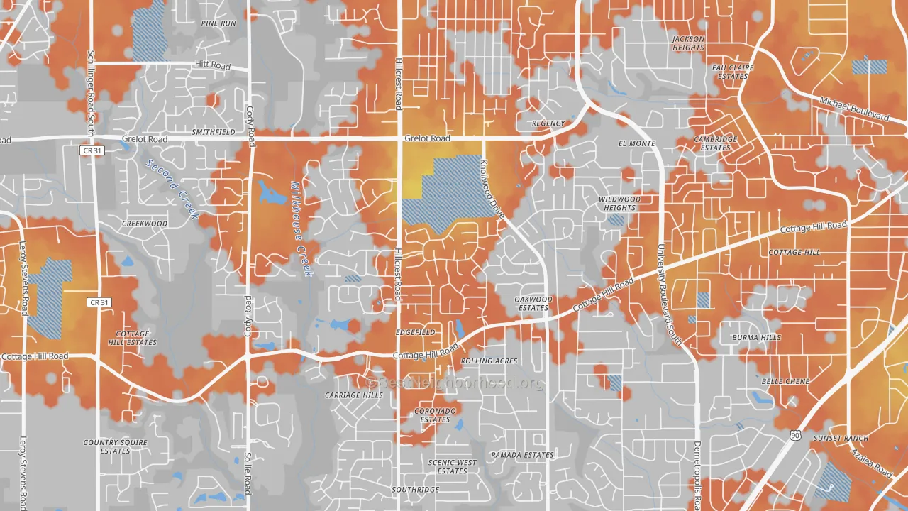 Bike Grade map of Claremont, Mobile, AL