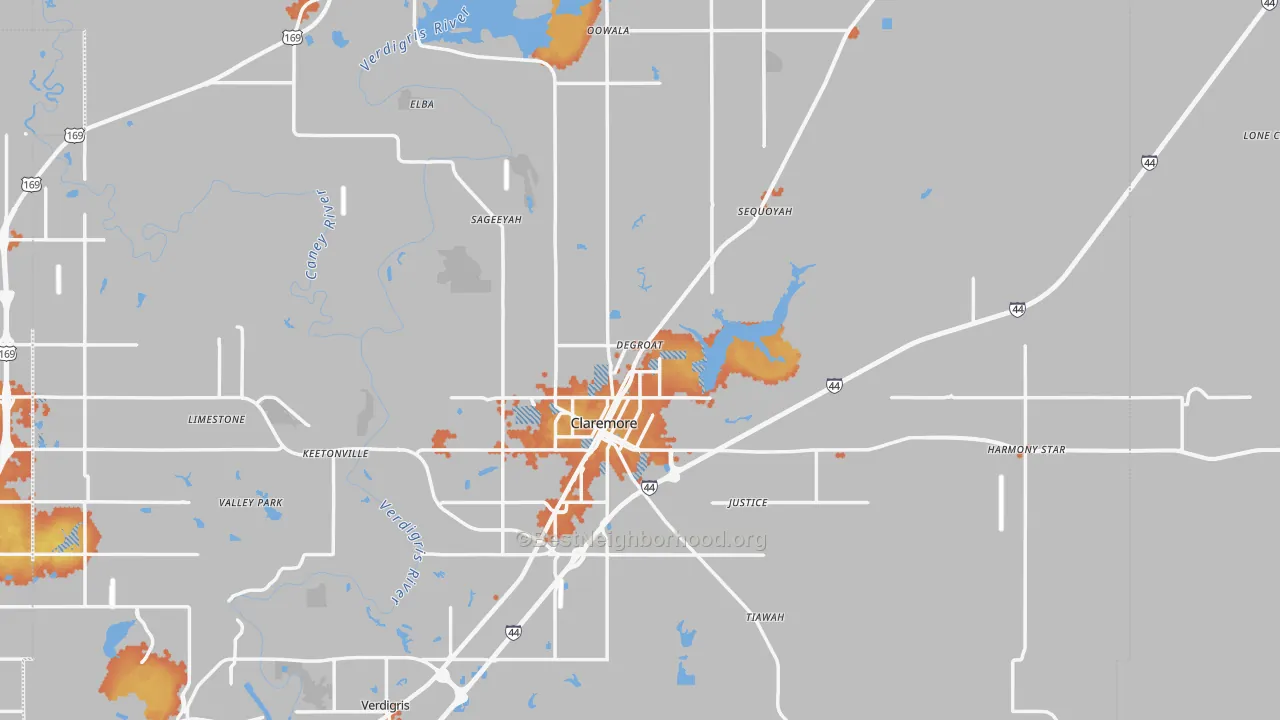 Bike Grade map of Claremore, OK