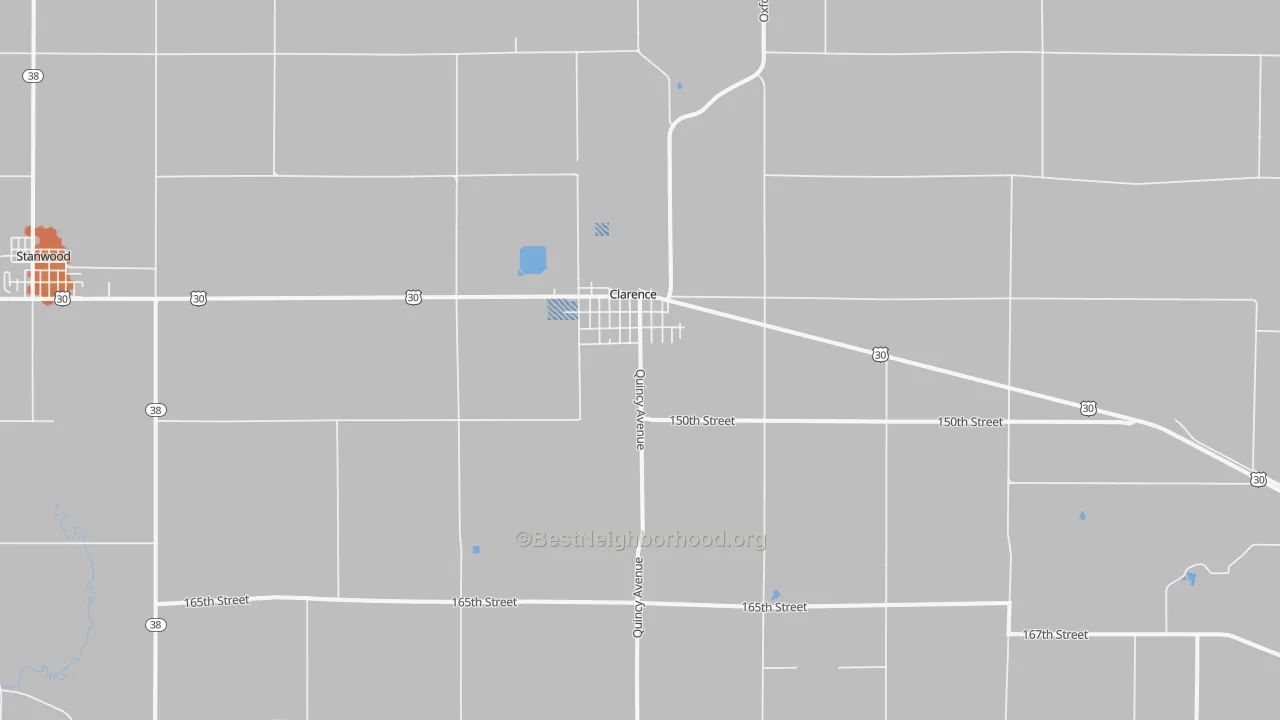 Bike Grade map of Clarence, IA