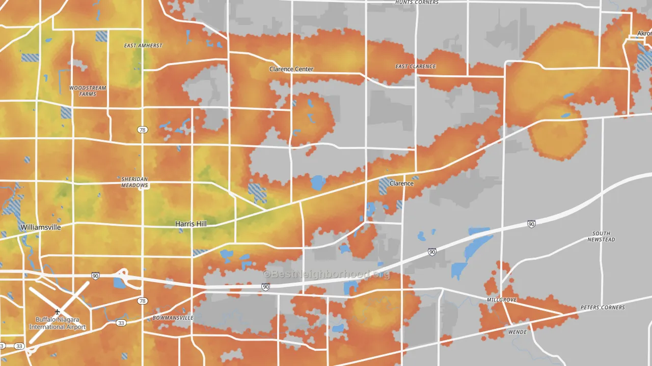 Bike Grade map of Clarence, NY
