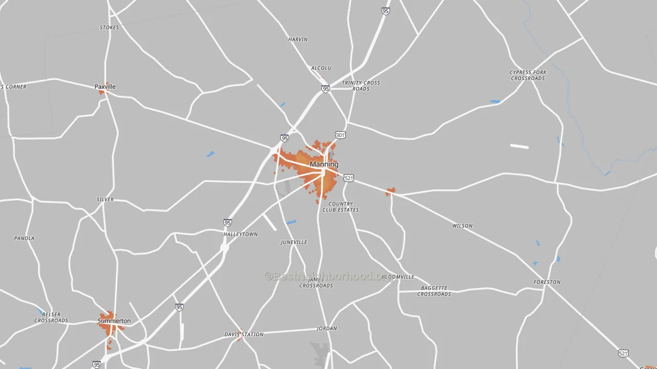 Bike Grade map of Clarendon County, SC