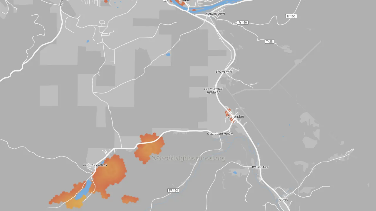 Bike Grade map of Clarendon, PA