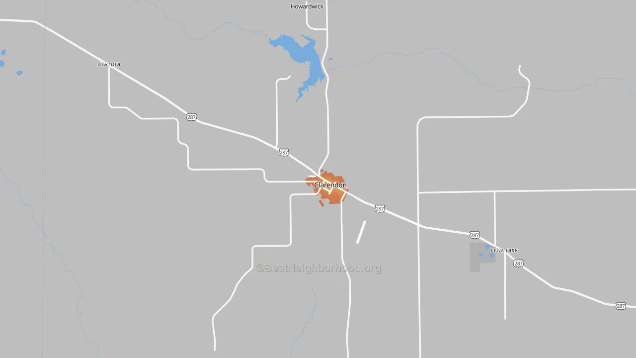 Bike Grade map of Clarendon, TX