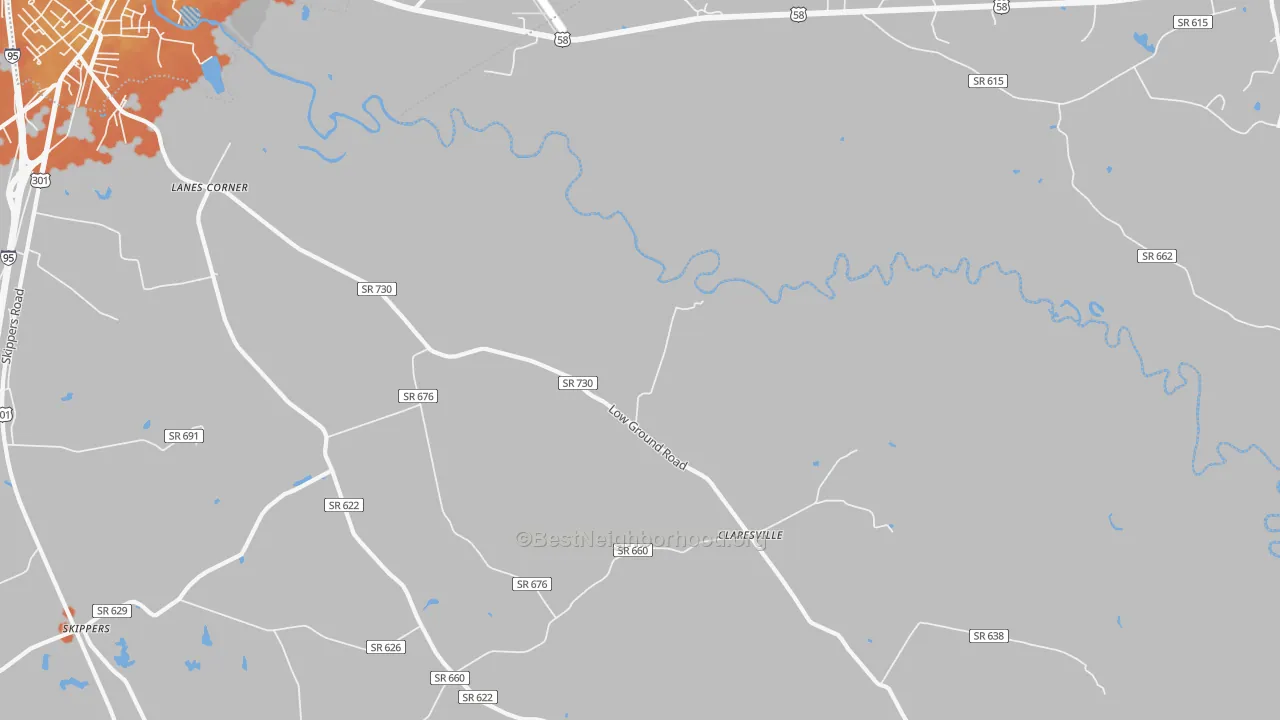 Bike Grade map of Claresville, VA
