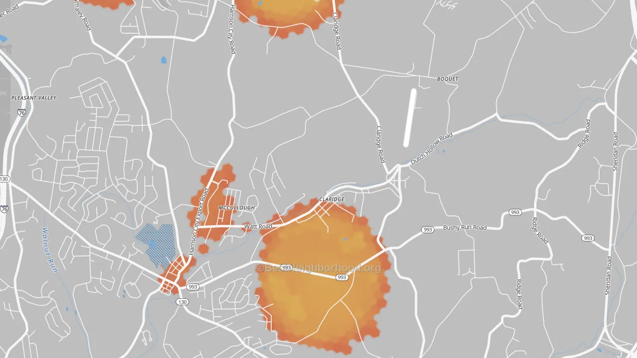 Bike Grade map of Claridge, PA