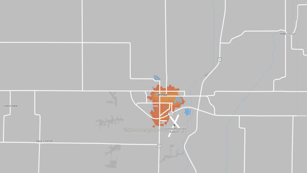 Bike Grade map of Clarinda, IA