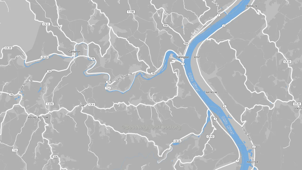Bike Grade map of Clarington, OH