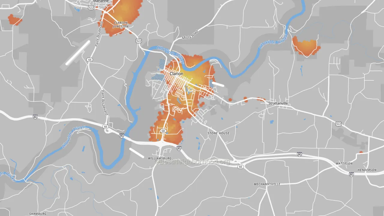 Bike Grade map of Clarion, PA