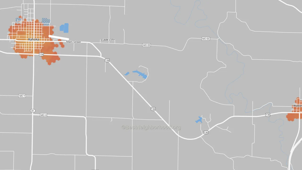 Bike Grade map of Clark City, MO