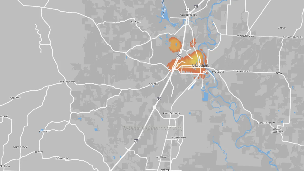 Bike Grade map of Clark County, AR