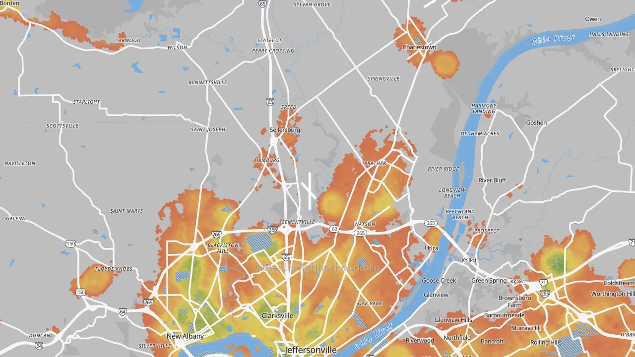 Bike Grade map of Clark County, IN