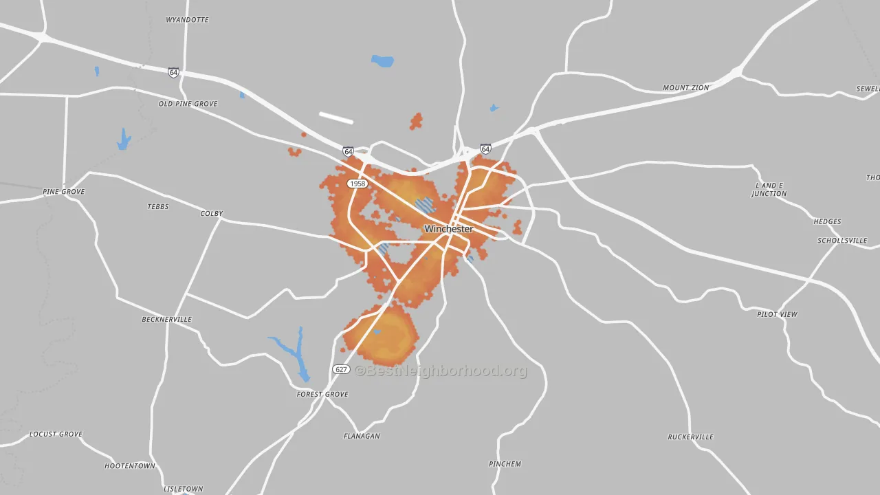 Bike Grade map of Clark County, KY
