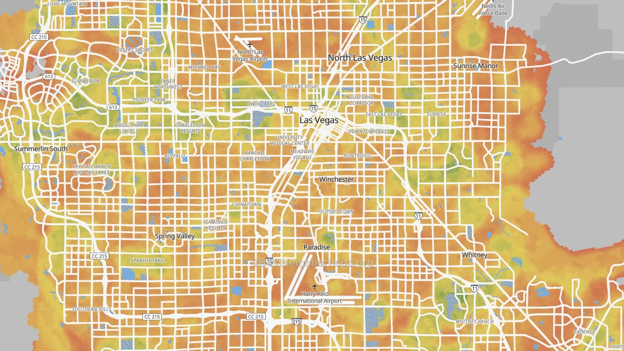 Bike Grade map of Clark County, NV