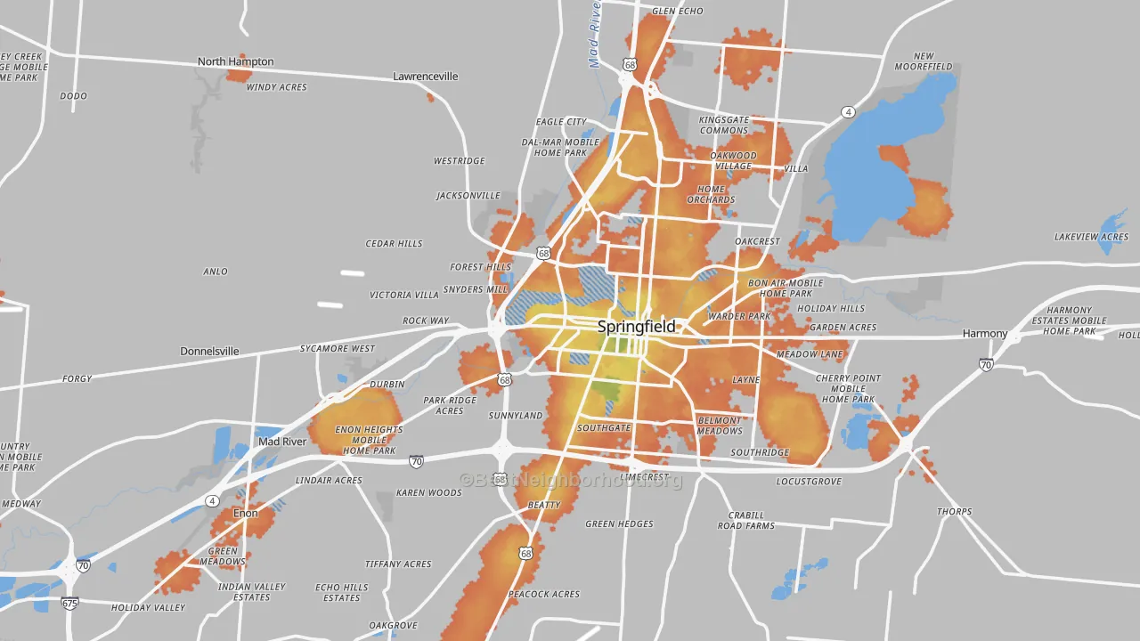 Bike Grade map of Clark County, OH