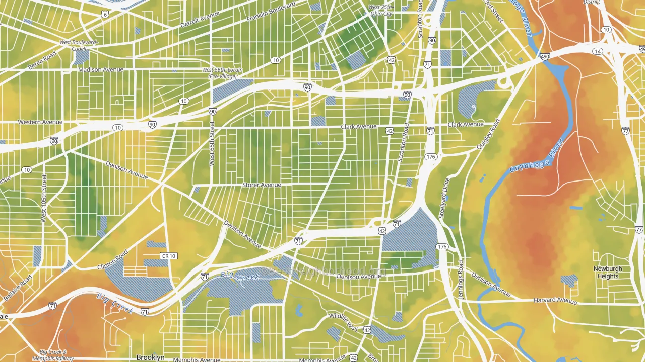 Bike Grade map of Clark-Fulton, Cleveland, OH