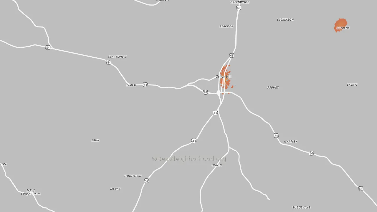 Bike Grade map of Clarke County, AL
