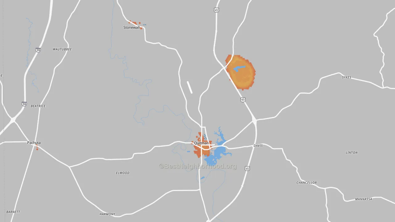 Bike Grade map of Clarke County, MS