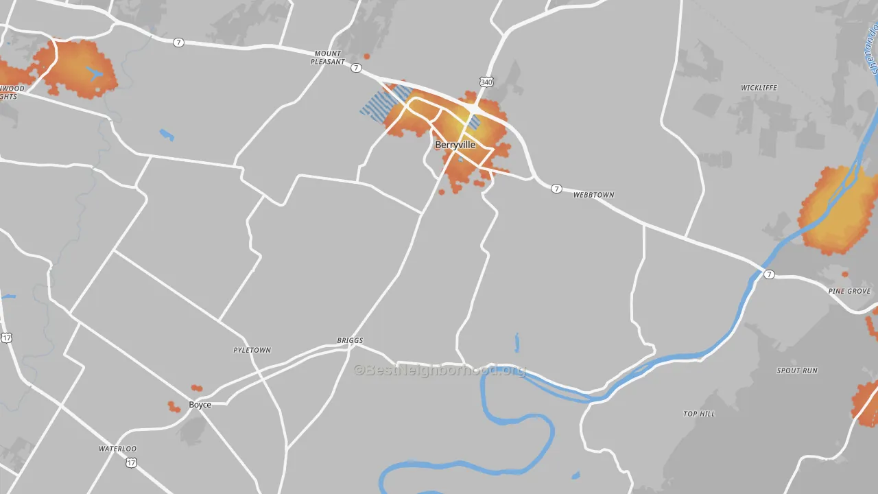 Bike Grade map of Clarke County, VA