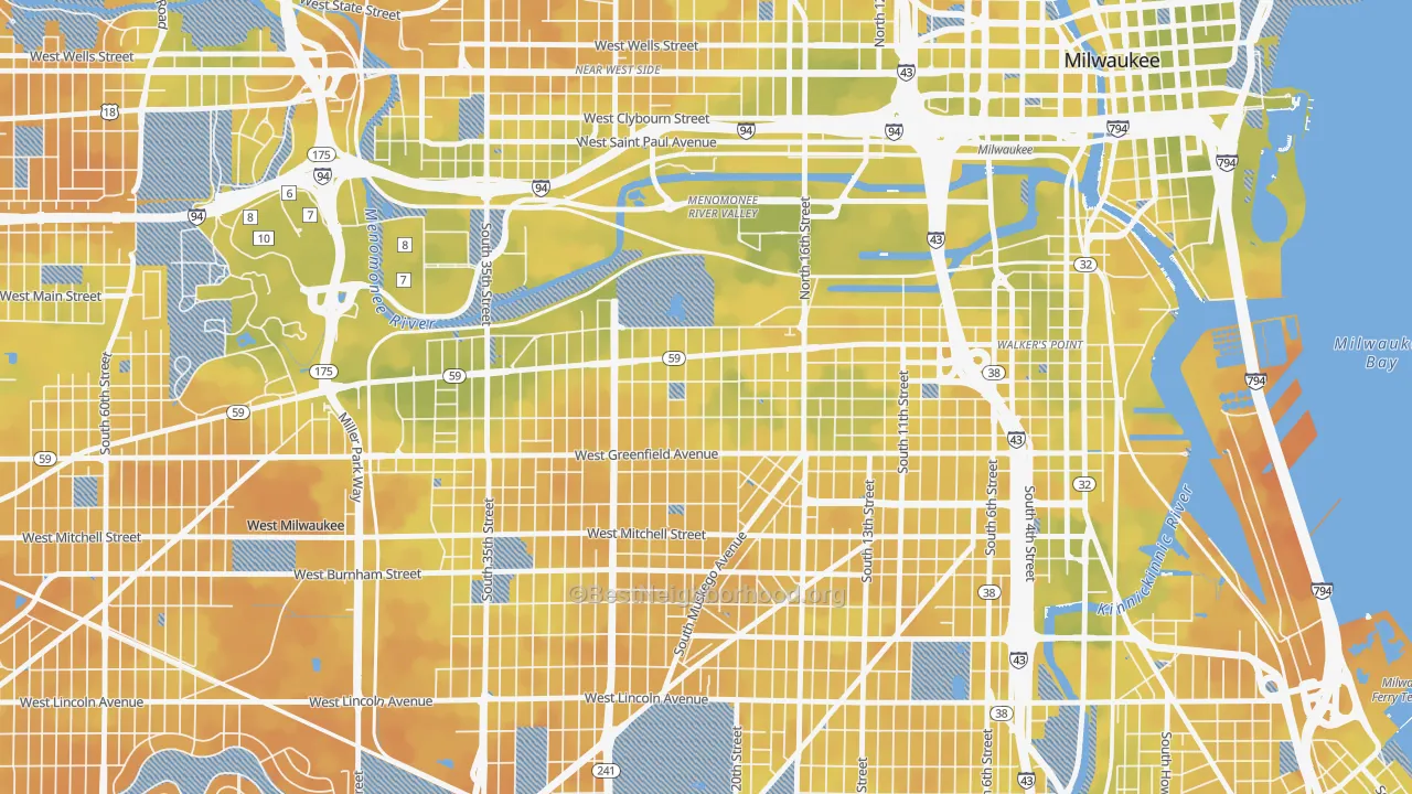 Bike Grade map of Clarke Square, Milwaukee, WI