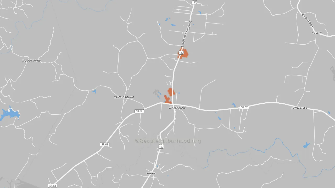 Bike Grade map of Clarkrange, TN