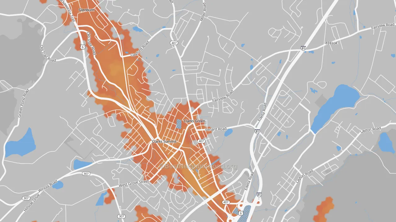 Bike Grade map of Clarks Green, PA