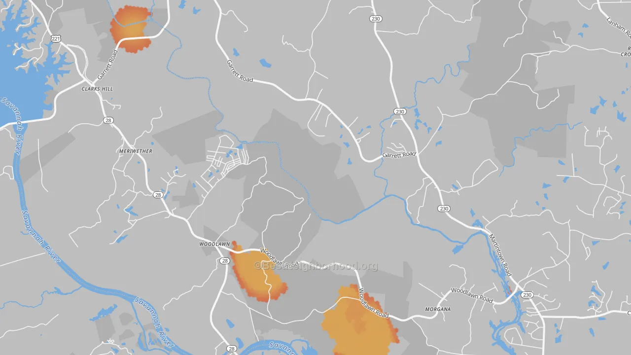 Bike Grade map of Clarks Hill, SC