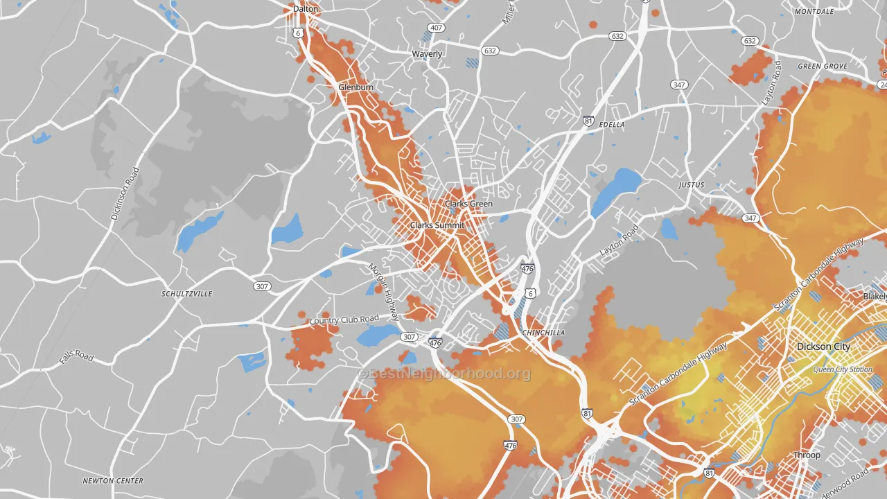 Bike Grade map of Clarks Summit, PA