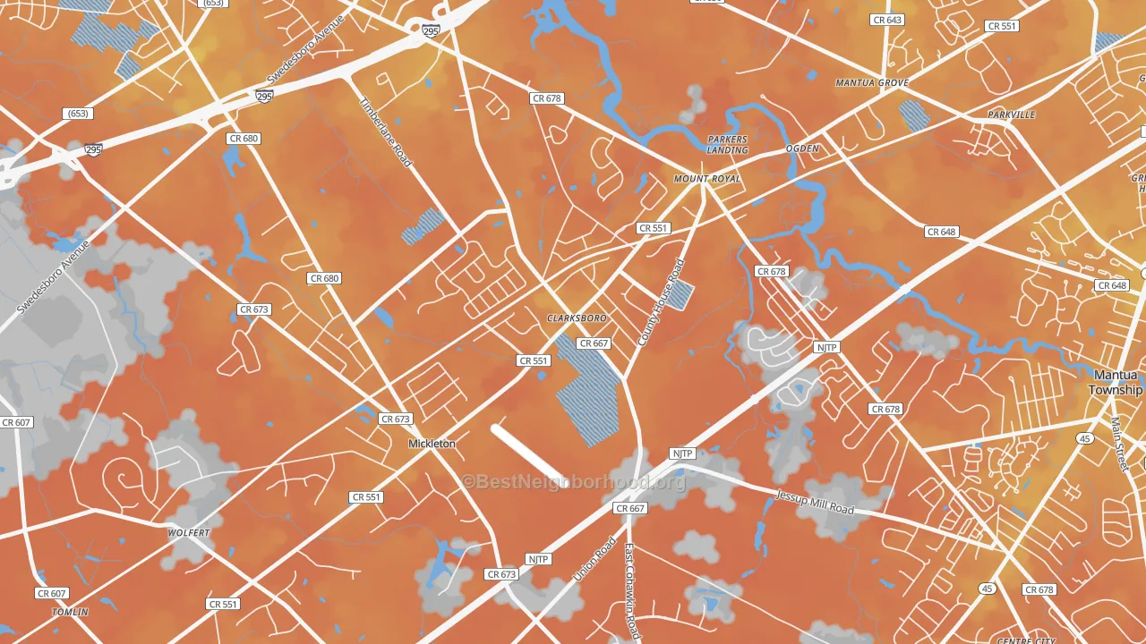 Bike Grade map of Clarksboro, NJ