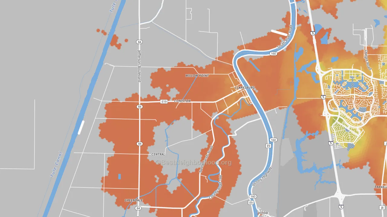 Bike Grade map of Clarksburg, CA