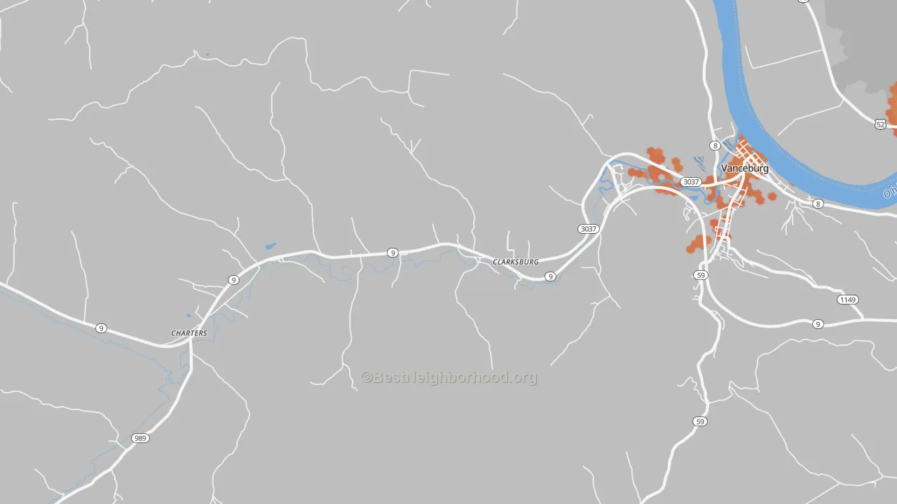 Bike Grade map of Clarksburg, KY