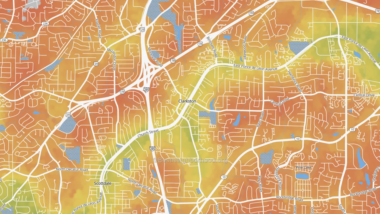 Bike Grade map of Clarkston, GA