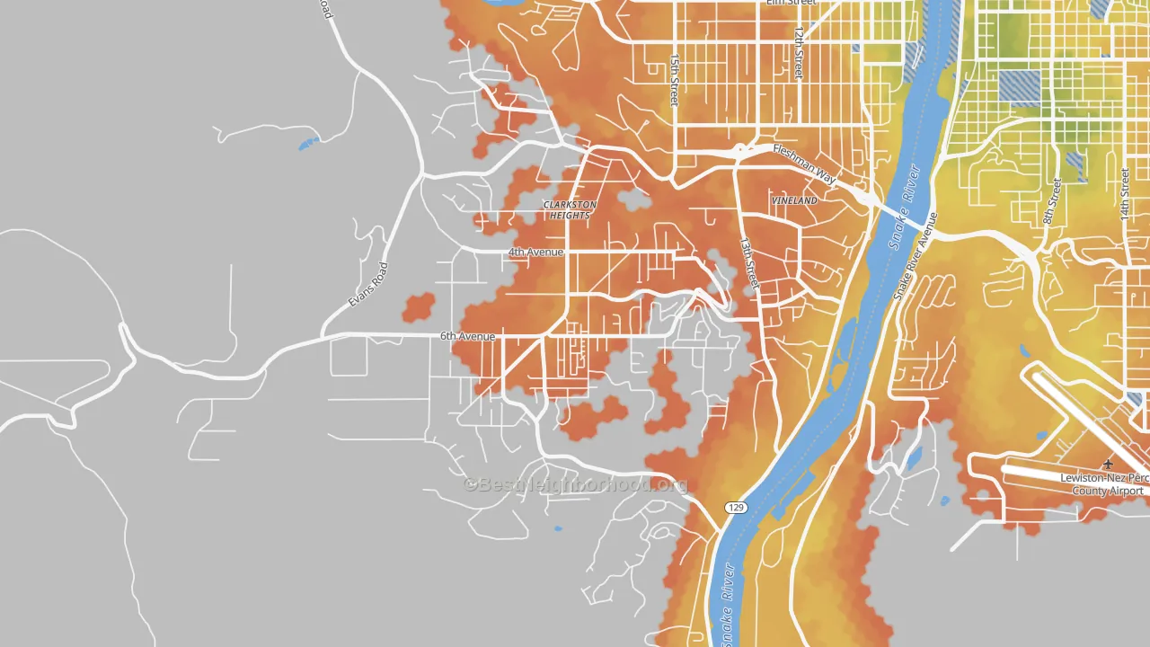 Bike Grade map of Clarkston Heights-Vineland, WA