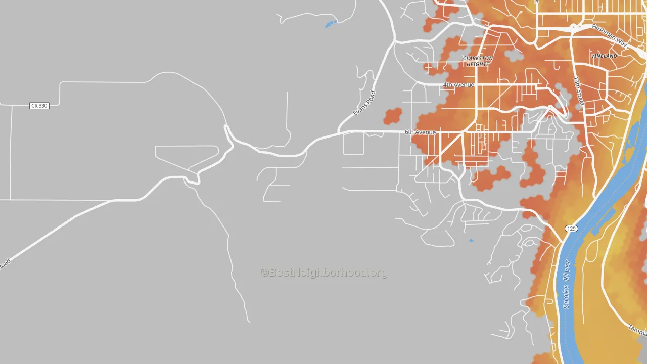Bike Grade map of Clarkston Heights, WA