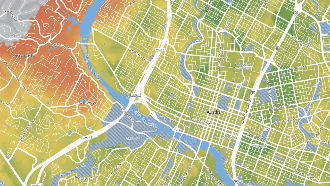 Bike Grade map of Clarksville, Austin, TX