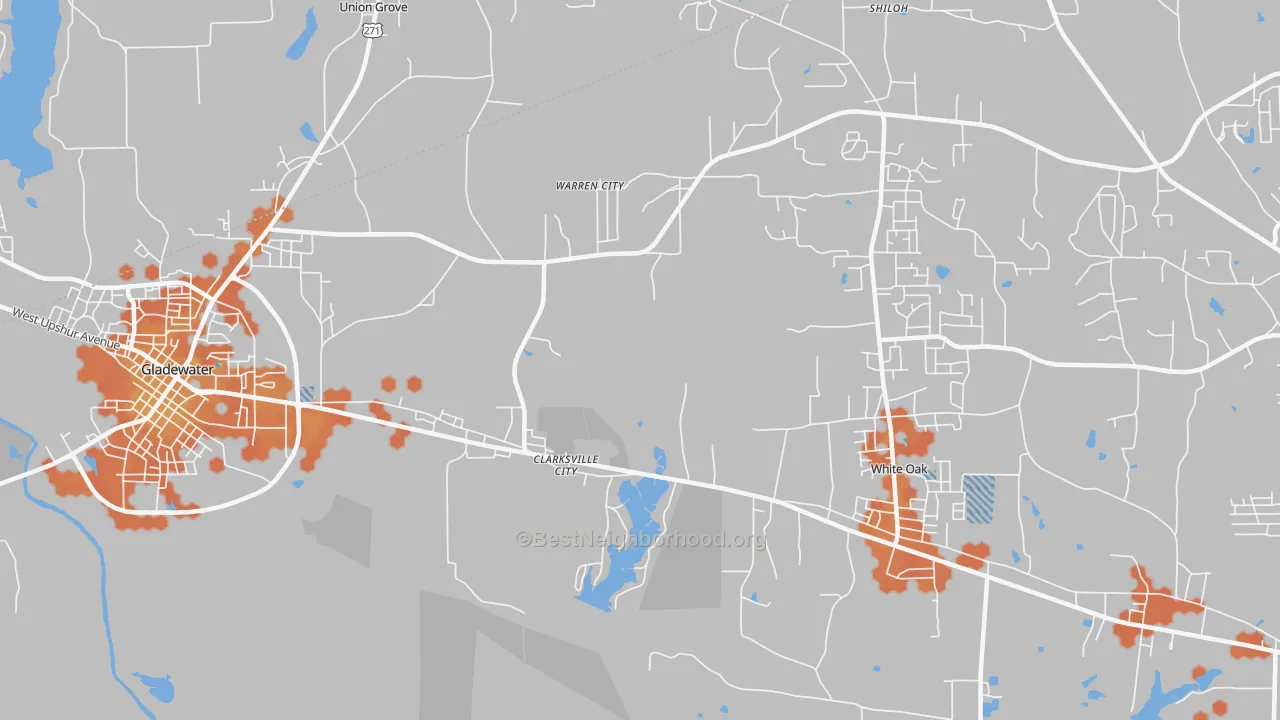 Bike Grade map of Clarksville City, TX
