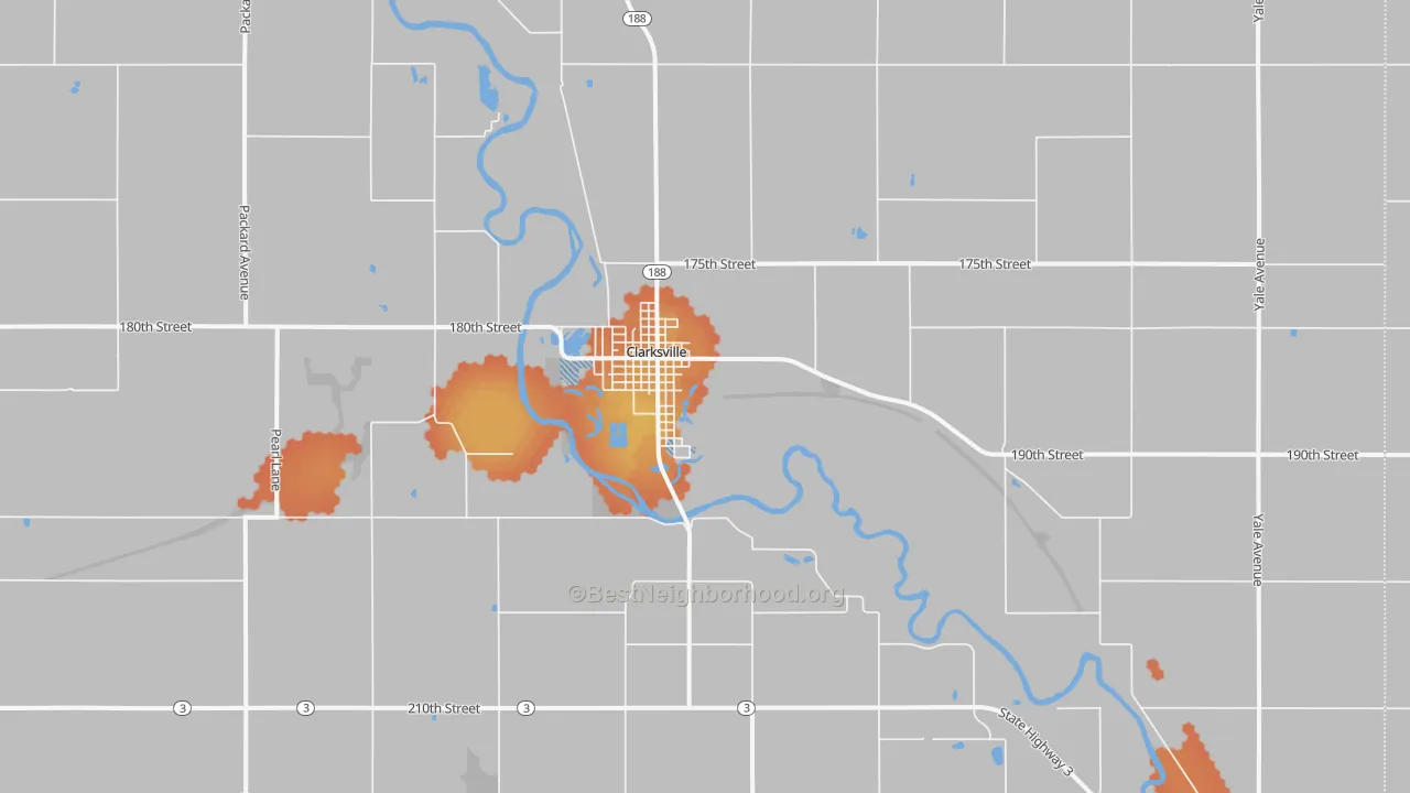 Bike Grade map of Clarksville, IA