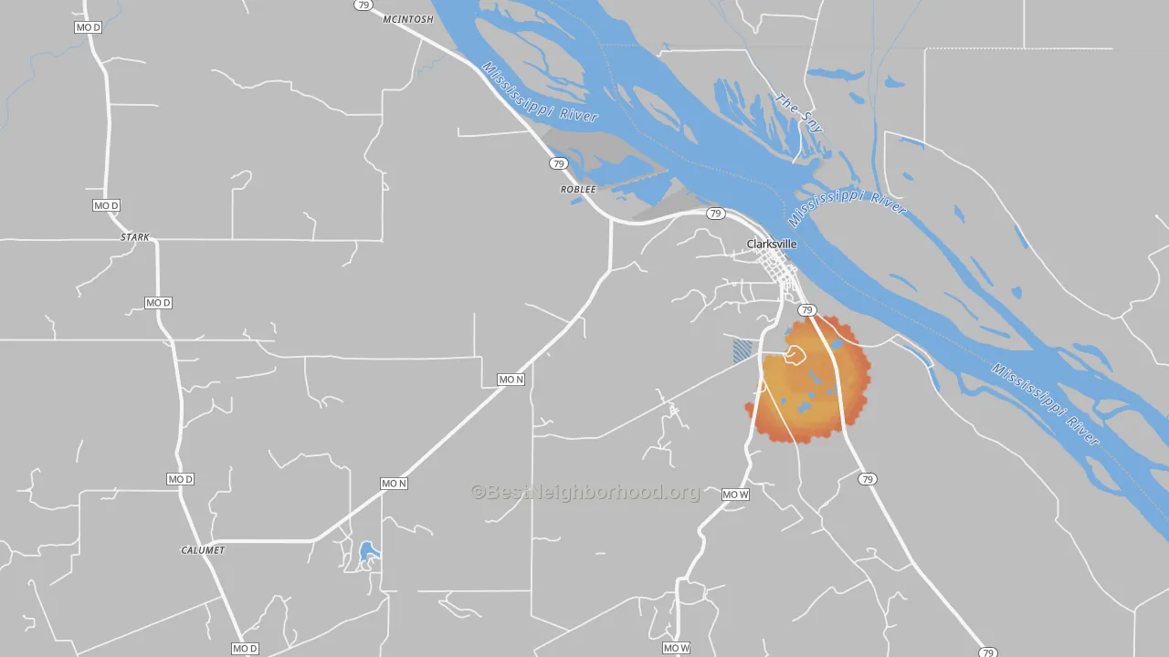 Bike Grade map of Clarksville, MO