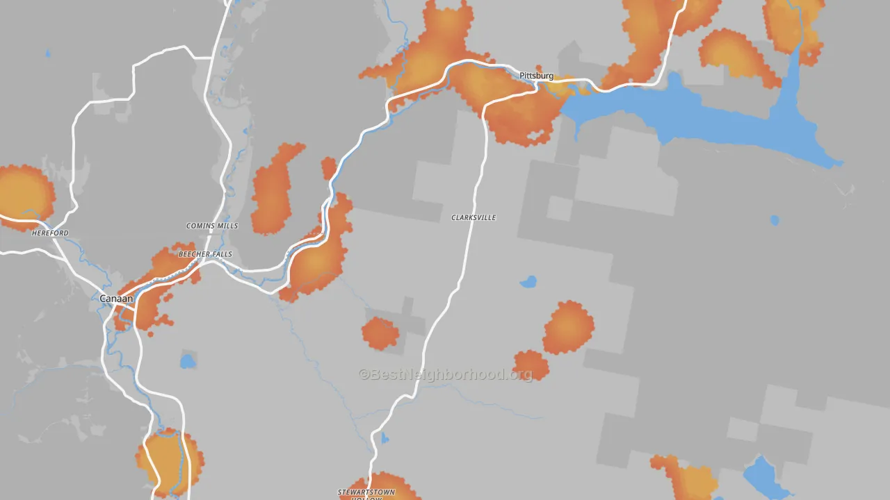 Bike Grade map of Clarksville, NH
