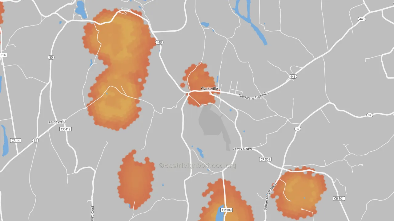 Bike Grade map of Clarksville, NY