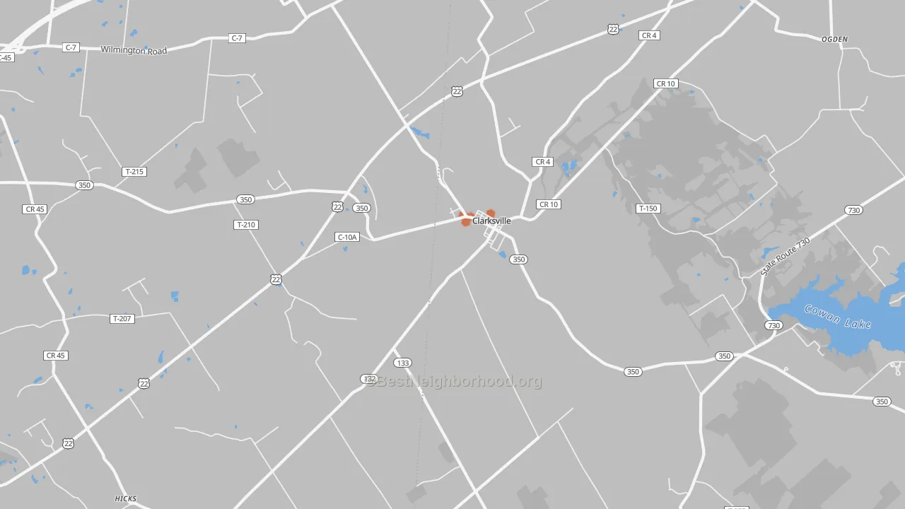 Bike Grade map of Clarksville, OH