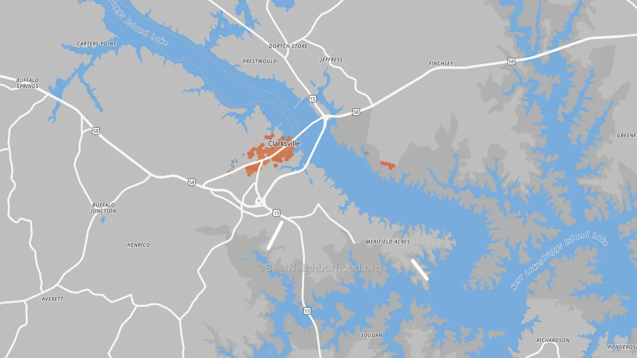 Bike Grade map of Clarksville, VA