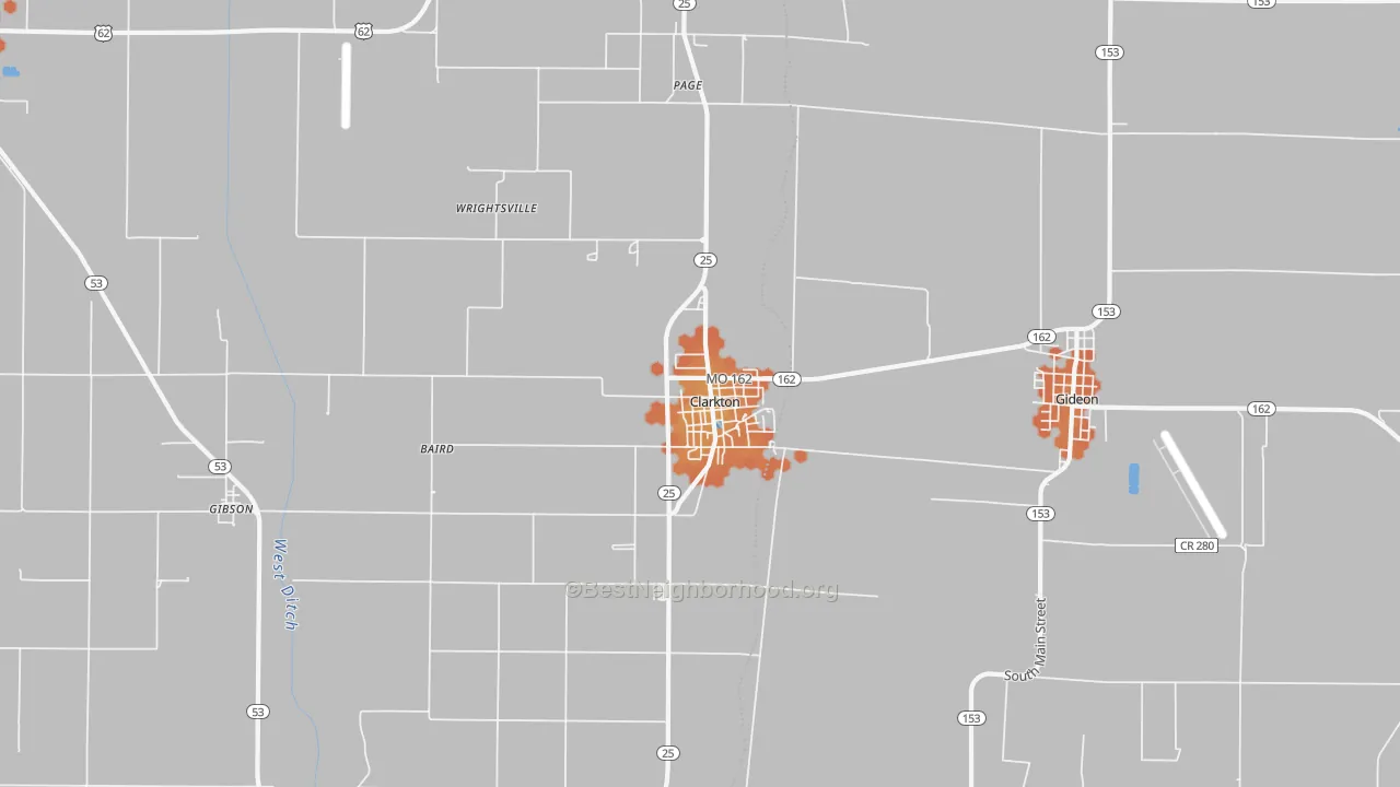 Bike Grade map of Clarkton, MO