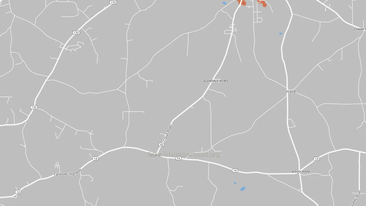 Bike Grade map of Claud, AL