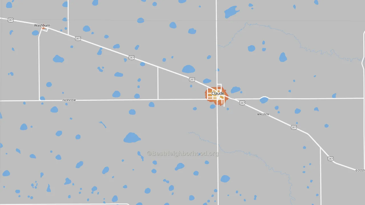 Bike Grade map of Claude, TX