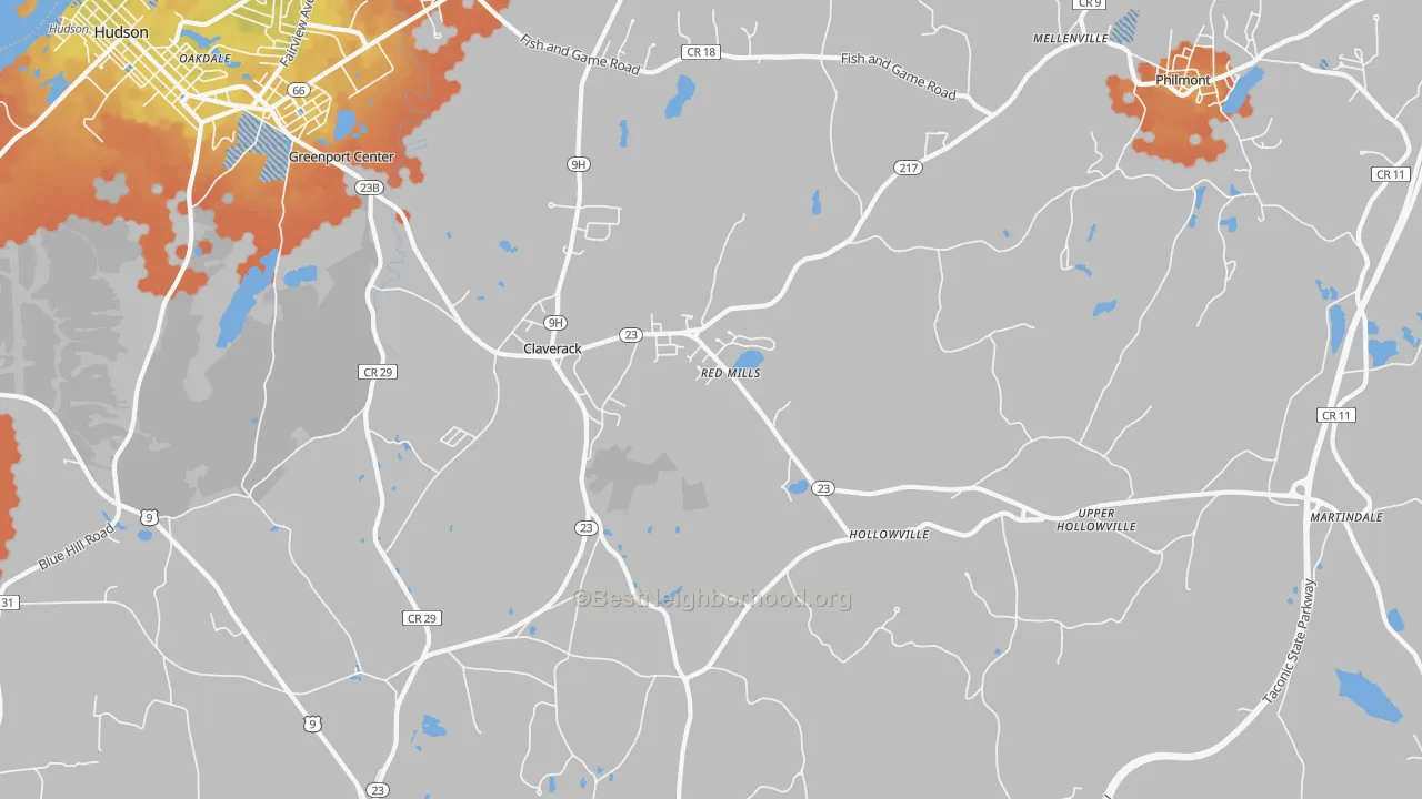 Bike Grade map of Claverack, NY
