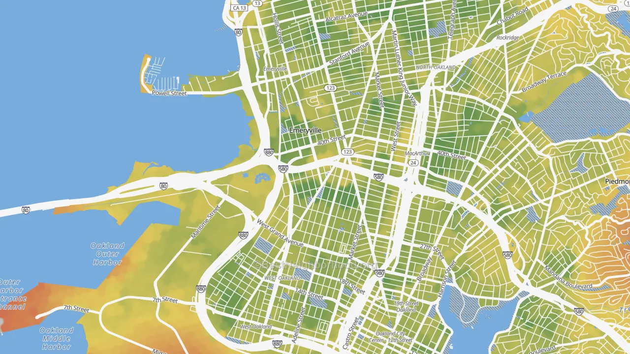 Bike Grade map of Clawson, Emeryville, CA