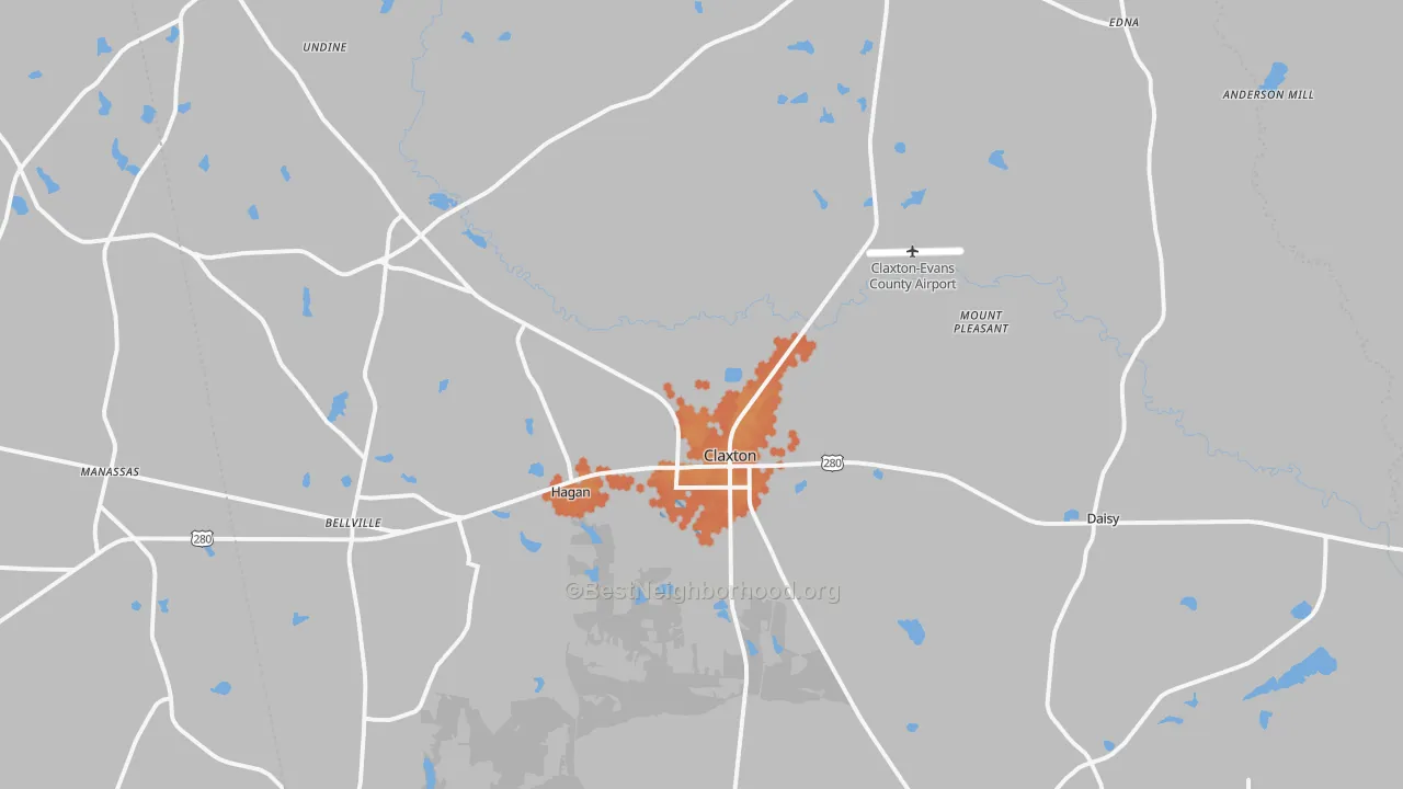 Bike Grade map of Claxton, GA