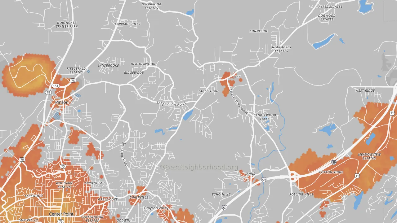 Bike Grade map of Clay, AL
