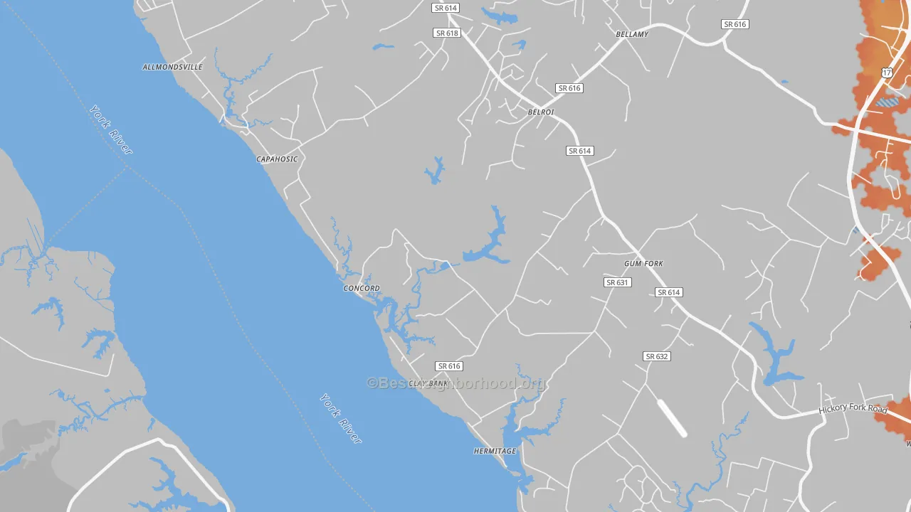 Bike Grade map of Clay Bank, VA